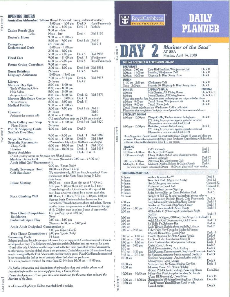 Mariner Compasses/Spa Menu 4/134/20/08 Eastern Royal Caribbean